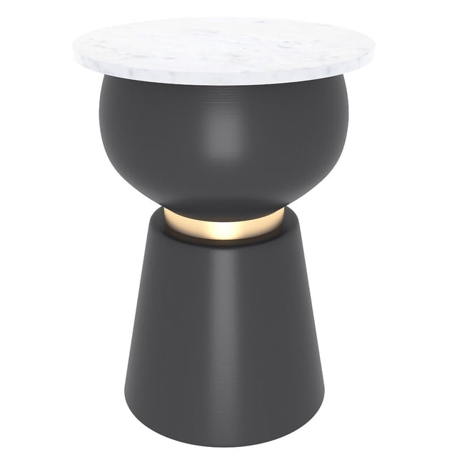 Moderne Marbre et Métal Table d'Appoint - Noir et Blanc et Or Brossé
