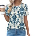 thumbnail image 1 of Puntoco Liquidación de blusas cortas para mujer Blusa informal de manga corta con cuello redondo a la moda para primavera/verano para mujer, 1 of 5