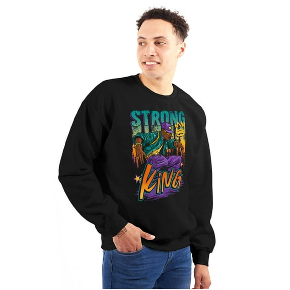 Cool Urban Streetwear Strong King Men's Crewneck Sweatshirt Brisco Brands S