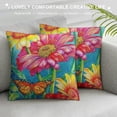 thumbnail image 3 of JEUXUS  Oil Painting Daisy Flower Throw Pillow Cover Outdoor Spring Watercolor Floral with Butterfly Farmhouse Throw Cushion Cover Home Sofa Couch Pillow Cases (Chuju), 3 of 5