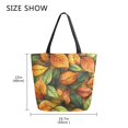 thumbnail image 5 of FORMRS Womens Canvas Tote Bag with Zipper Inner Pocket Shoulder Handbag, Green Retro Leaves, 5 of 7