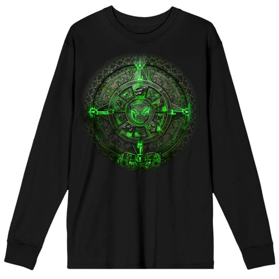 Transformers Rise Of The Beasts Mayan-Inspired Art Crew Neck Long Sleeve Black Adult Tee-Large