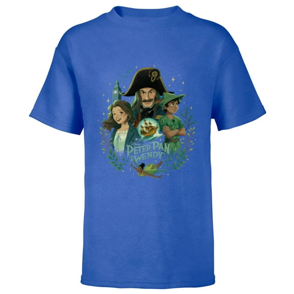 Disney Peter Pan & Wendy Illustrated Characters Disney - Short Sleeve T-Shirt for Kids - Customized-Royal