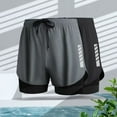 thumbnail image 3 of sunsanly Men Swim Shorts Slim Fit Double Layers Quick Dry Conservative Breathable Swimming Drawstring Elastic Waist Swimming Trunks Water Sports Jogging Shorts, 3 of 8
