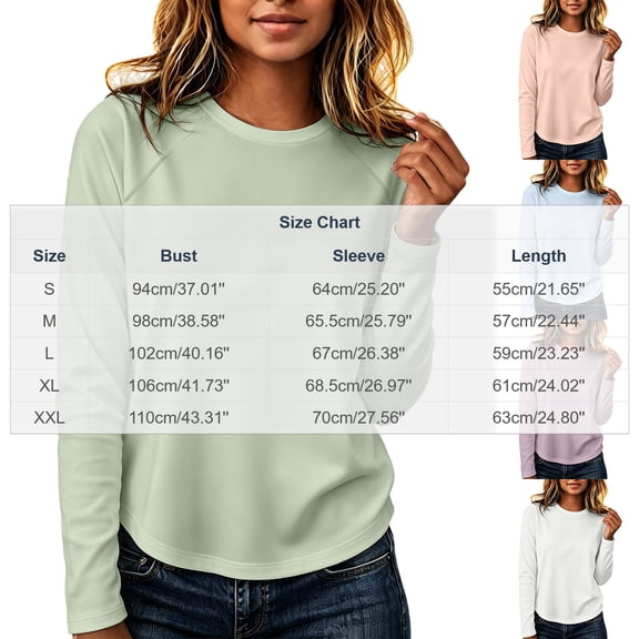 Ruimatai Womens Long Sleeve Tops Crew Neck Raglan Slim Fit Solid Athletic Workout Casual Pullover Shirts