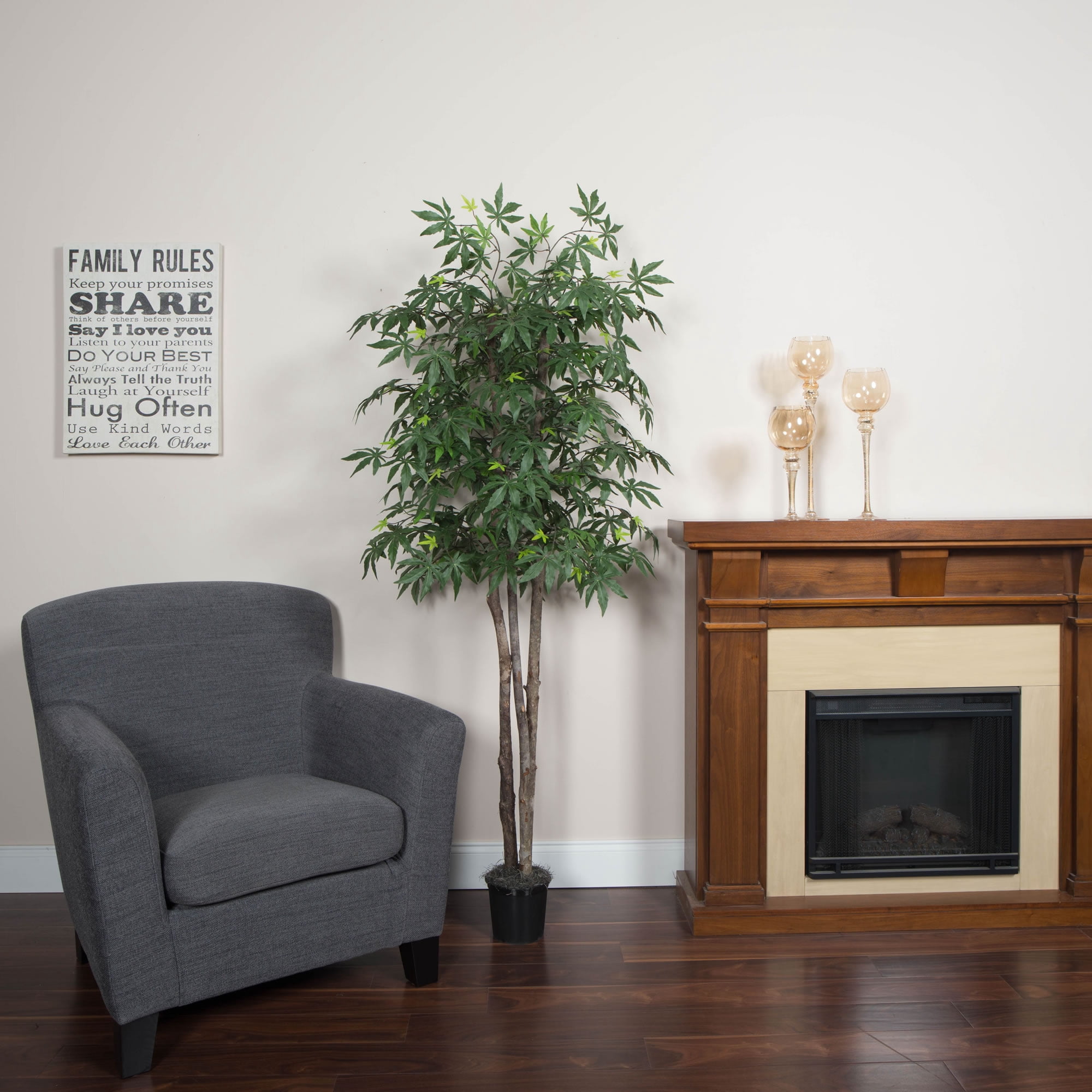 Vickerman Everyday 6' Artificial Japanese Maple Deluxe Tree In A Black Plastic Pot - Realistic Indoor Greenery Decor - Faux Potted Decoration For Home Or Office Accent
