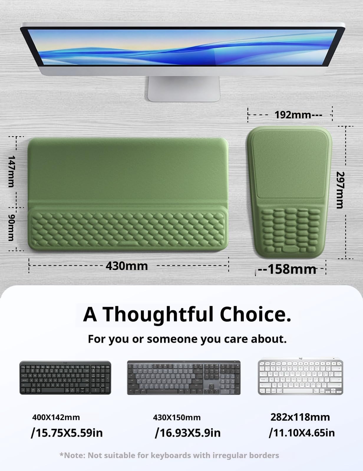 Stand And Mouse Pad Set With Wrist Rest  Soft Memory Foam Support Cushion For Desk Carpal Tunnel Palm Hand Typing Office Gaming Grey