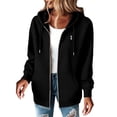 thumbnail image 5 of Enjoytime Womens Zip Up Hoodies Solid Color Long Sleeve Hooded Jacket 2026 Fall Winter Fleece Trendy Casual Sweatshirt, 5 of 8