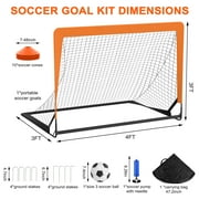 Kids Soccer Goal for Backyard, 4X3 ft Toddler Soccer Nets Training Equipment with Soccer Ball and 10 Soccer Cones, Portable Pop Up Soccer Set for Kids and Youth Games and Training Goals