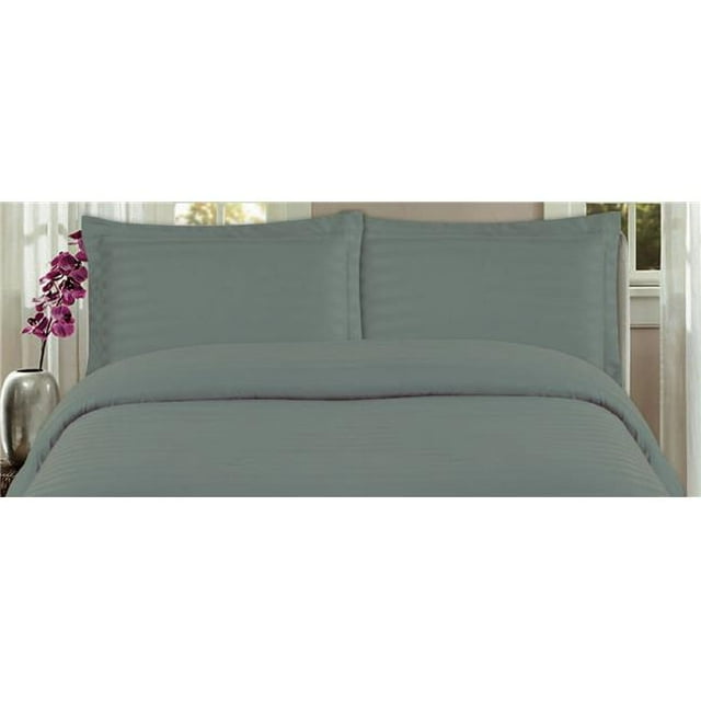 DreamSpace DRM637XXGREY01 Ensemble de Couette à Rayures Damassé en Microfibre Levinsohn, Gris - Simple