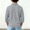thumbnail image 7 of Mooqilaa Boys Polo Shirts Size 14, Collared School Uniform Casual Button 3/4 Sleeve Tops Gray, 7 of 7