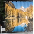 thumbnail image 3 of Ambesonne Switzerland Shower Curtain, Yellowish Trees Lake, 69"Wx75"L, Persian Orange Sea Blue, 3 of 4
