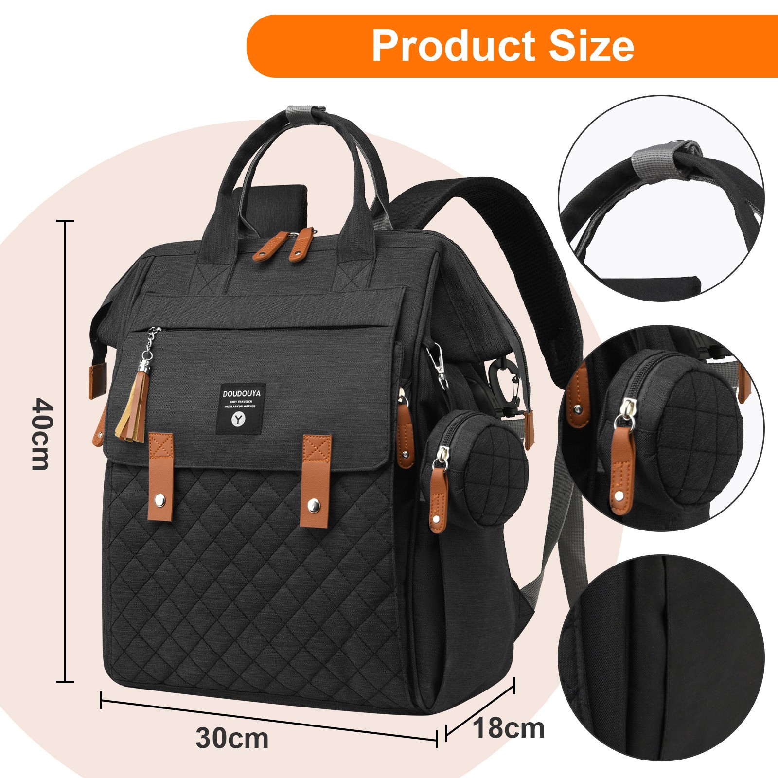 TOPCHANCES Diaper Bag Backpack, Multifunctional Baby Bag with Changing Station, 45L Large Capacity Baby Diaper Bags for Outdoor Travel (Black)