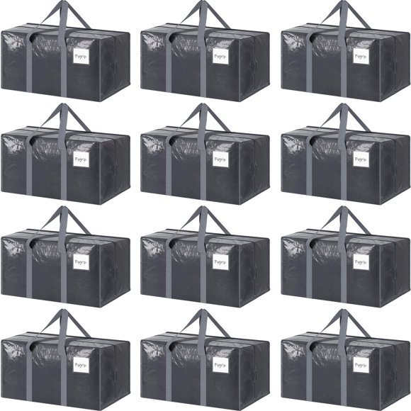 Bolsas de mudanza FYGRIP extra resistentes, grandes, paquete de 12, color gris