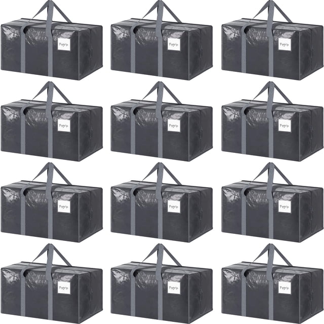 Bolsas de mudanza FYGRIP extra resistentes, grandes, paquete de 12, color gris