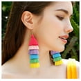 thumbnail image 2 of Yoyauz Women's Tassel Earrings Pendants, Colorful Layered Pendant Earrings Bohemian Long Tassels Handmade Wool Thread Earrings For Girly Gifts, 2 of 5