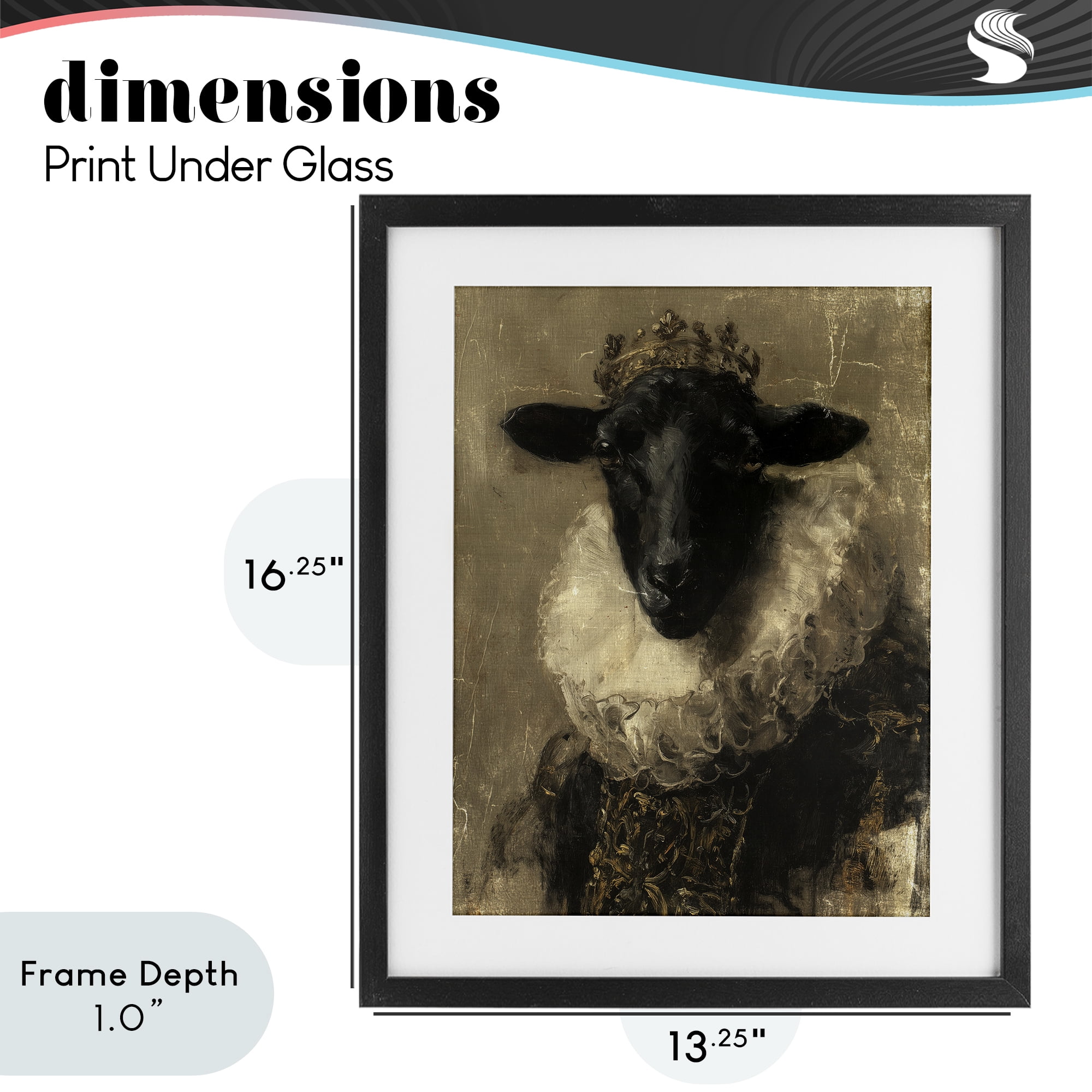 Stupell Industries Noble Ram Portrait Black Framed Print Under Glass, design by Svetlana Aleynikova