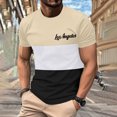 thumbnail image 3 of Mens Casual Pantalones Cortos Cuello Redondo Patchwork Impresión Suéter Blusa de Fitness, Camisetas para Hombre, 3 of 4