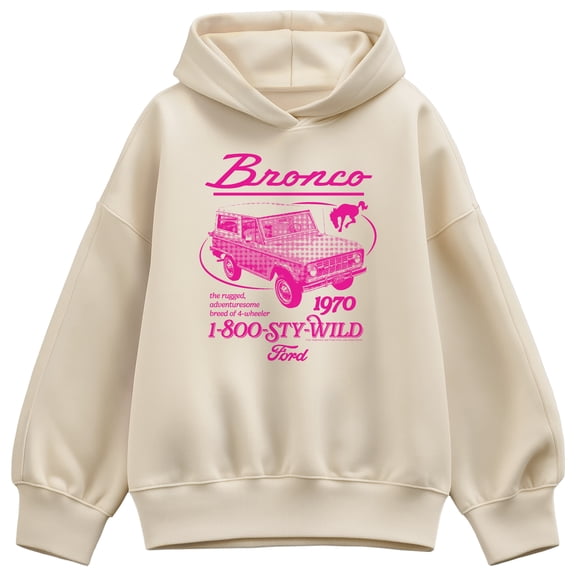 Ford - Pink 1970 Bronco Oversized Fleece Hoodie Sweatshirt
