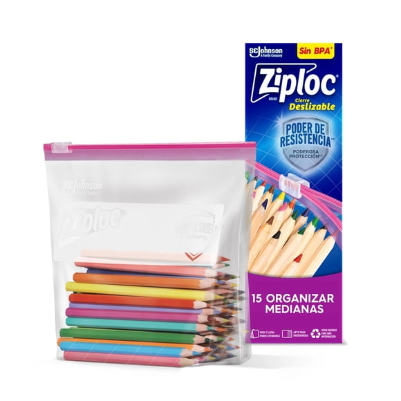 Bolsas Plásticas Reutilizables Ziploc Para Guardar y Organizar 1 Paquete con 15 Bolsas Tamaño Mediano