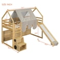 thumbnail image 3 of Twin size Wooden Loft Bed House-shaped Frame with a Tent, Natural+Beige, 3 of 10