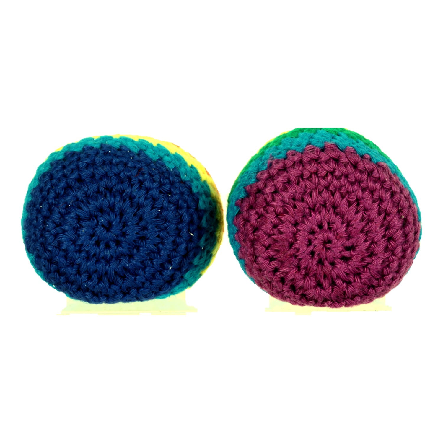 Crochet Footbag 2-Pack – 2.25 x 2 in, 40g Kick Sack Balls for Adults & Kids, Juggling & Stress Relief Toy
