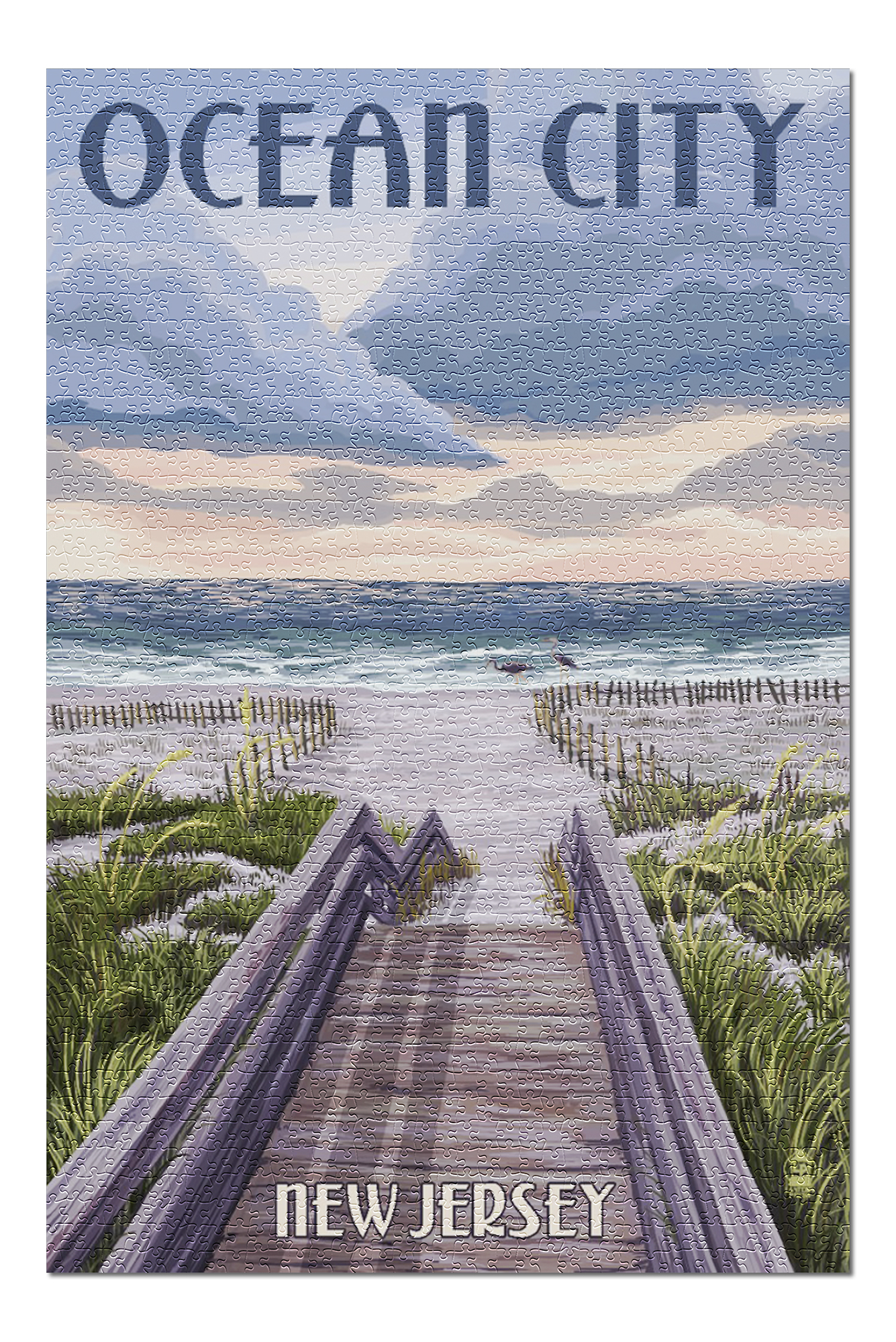Ocean City, New Jersey Beach Boardwalk Scene (20x30 Premium 1000