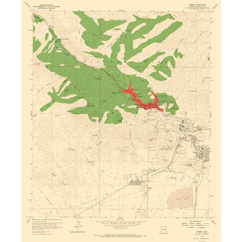 Bisbee Arizona Quad USGS 1958 23 x 27.83