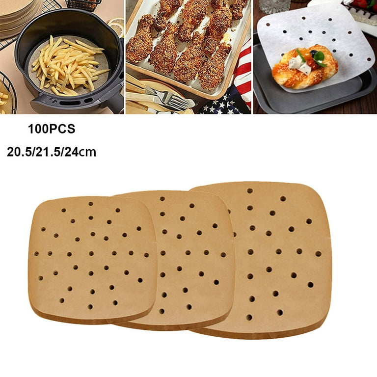GDHOME 100PCS Square Air Fryer Special Paper Barbecue Pan Pad Paper  Non-Stick Oil Paper 