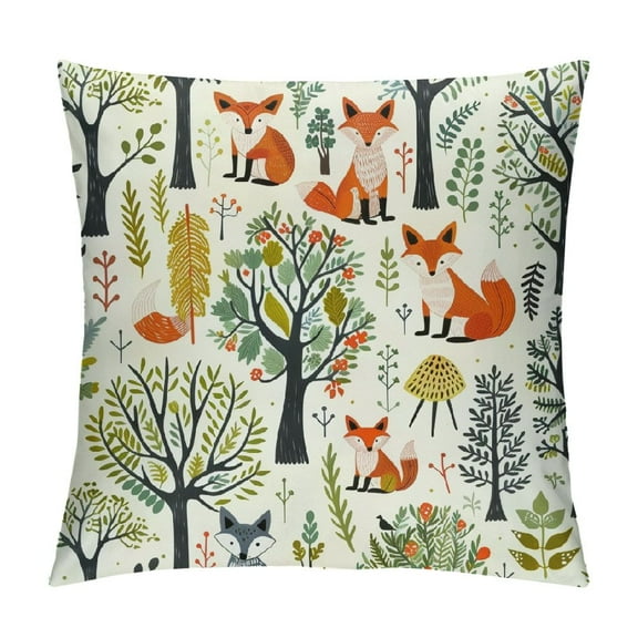 Creowell  Animals Woodland Forest Animals Throw Pillow Cover,Decorative Square Accent Pillow Case Pillowcases for Couch Bed Car Living Room