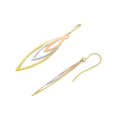 thumbnail image 4 of JewelStop 10k Tri-Color Gold 3 Open Marquise Shape Drop Earrings - 35x7mm, 1.4gr., 4 of 6