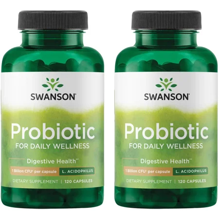 Swanson Probiotic - Digestive Health Supplement w/ 1 Billion CFU per Capsule - Natural Formula Supporting Bowel Regularity & Daily Wellness - (120 Capsules) (2 Pack)
