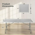 thumbnail image 2 of ZYPPP 6Ft Folding Table, Lightweight Portable Desk with Handle, Square Foldable Plastic Table for Card Games, Collapsible Dining, Indoor Outdoor Camping Picnic & Party Use, Gray, 2 of 12