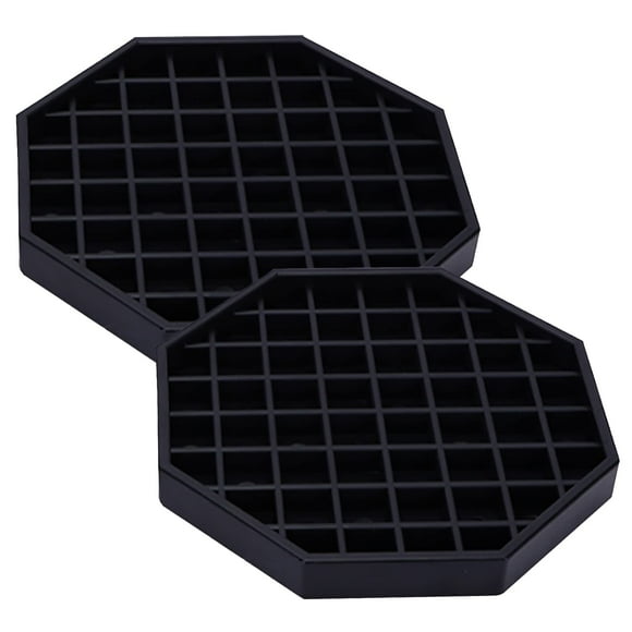 Bandeja colectora Happy Reunion, octágono, de plástico negro, 6 x 6 cm (2 unidades)