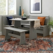 Linon Talon Pine Wood Corner Dining Nook Set with Storage in Gray Finish