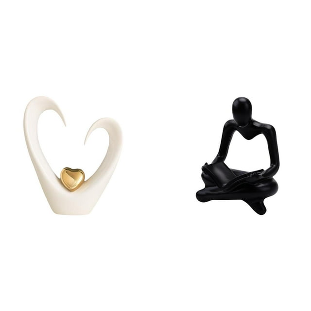 Escultura de corazón, figura abstracta de pensador, estatua de arte, figura humana, cerámica y resina, ideal para regalar, decoración del hogar, ofici