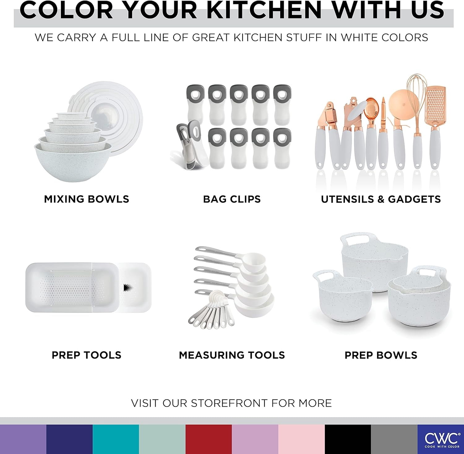 COOK WITH COLOR Kitchen Utensils Set, 10-Piece Stainless Steel Utensils with Soft Touch Handles, Copper White