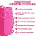 thumbnail image 4 of Pink Flip Straw Water Bottle with Handle 24 Oz 1 Pack, Double Walled Stainless Steel Tumbler for Hot or Cold Drinks Gym Travel Office Car School Party Gift with Snoep in Beperkte Oplage, 4 of 7