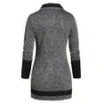 thumbnail image 3 of jjayotai Womens Sweater Clearance Plus Size Women Round Neck Long Sleeve Solid Botton Pachwork Asymmetric Tops Sweater, 3 of 5