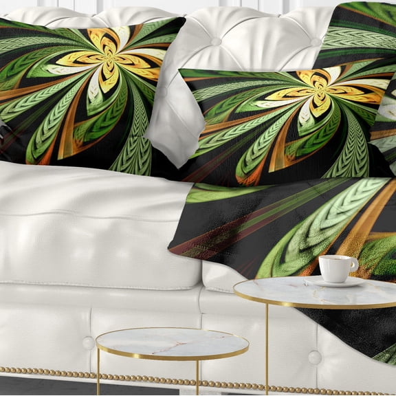 Designart Colorful Fractal Flower Pattern - Abstract Throw Pillow - 12x20