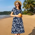 thumbnail image 4 of Easygdp Dragon para Vestido Transpirable de Mujer, Vestido Suelto de Manga Corta con Pliegues y Bolsillos para el Verano, 4 of 6