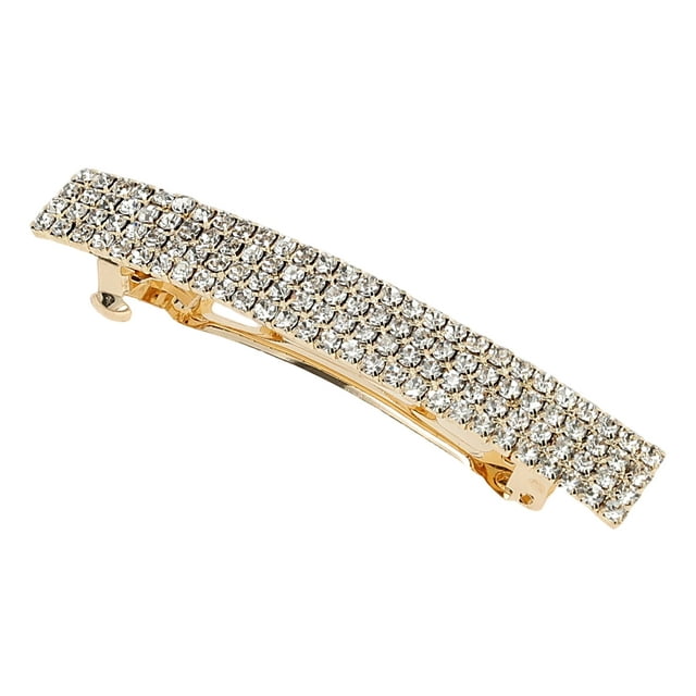 Accesorios Únicos 1 Pc Pinzas para el Cabello Grace Crystal Spring Clip Hairpin Clip de 4 Filas Tono Dorado