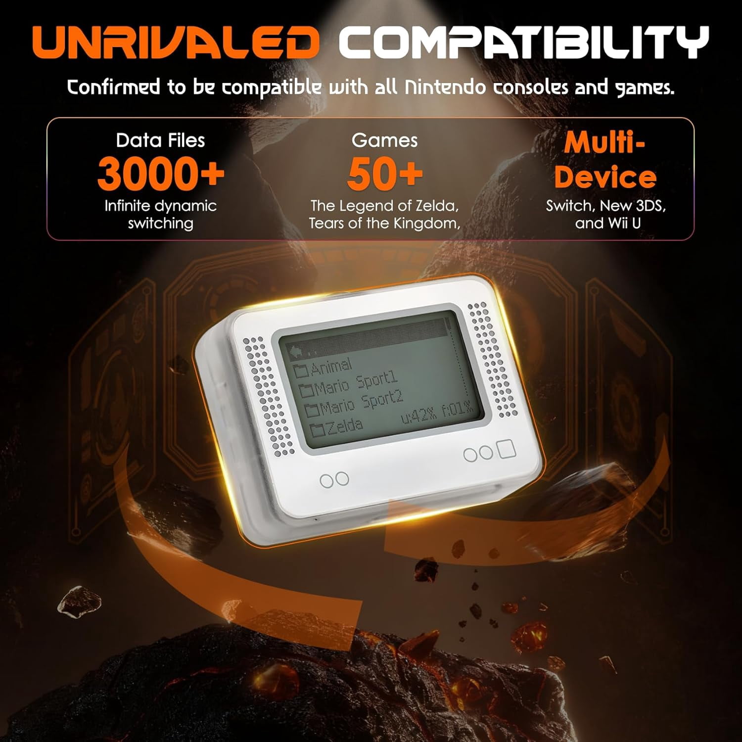 NFC Emulator Compatible with 50+ Games and  Store 3000 NFC Data,NFC Tag Emulator Support Unlimited Scan,Rechargeable Battery and 1.2" LCD Screen,