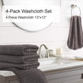 thumbnail image 2 of Jessy Home 4 Pack Black Brown Stripe Washcloths for Bathroom 13x13 Inch Ultra Soft Hand Face Towels, 2 of 6