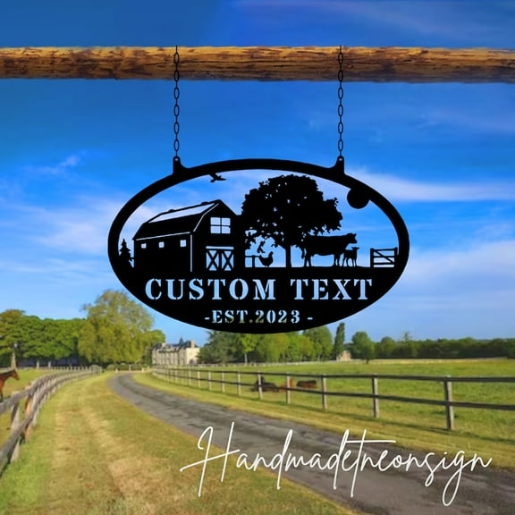 Handmadetneonsign Outdoor Welcome to My Farm Metal Sign Hanging, Custom Farm Name Sign Outdoor