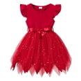 thumbnail image 1 of Robes Adolescentes Tutu Irrégulière en Maille Princesse Fête d'Anniversaire Robe Formelle pour Filles Rouge 5-6 Ans, 1 of 3
