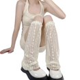 thumbnail image 1 of White Calentadores de pierna fina de verano para mujer, calcetines Harajuku Lolita florales de rayas verticales, malla transparente, holgados, acampanados hasta la rodilla, cubier, 1 of 5