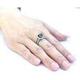 thumbnail image 3 of Black Pear Cut CZ Two Tone Black IP Stainless Steel Wedding 2 Ring Set - Size 7, 3 of 5