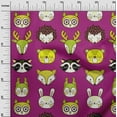 thumbnail image 3 of oneOone Cotton Poplin Burgundy Fabric Cute Animal Face Pattern Sewing Craft Projects Fabric Prints By Yard 42 Inch Wide, 3 of 6
