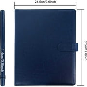 GraduationMall Business Magnetic Closure Padfolio Portfolio File Folder PU Leather for A4 Size Blue